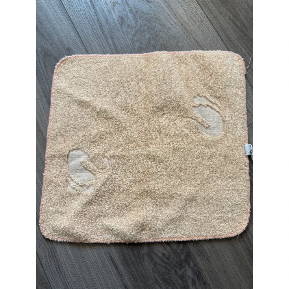 Vintage Cannon Swan Embossed Washcloth Peach Terry Cloth Made in USA